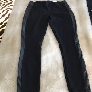 Black leather panel pants
